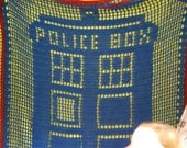 Tardis Blue hand crochet POLICE BOX Doctor Who blanket afghan lapghan throw