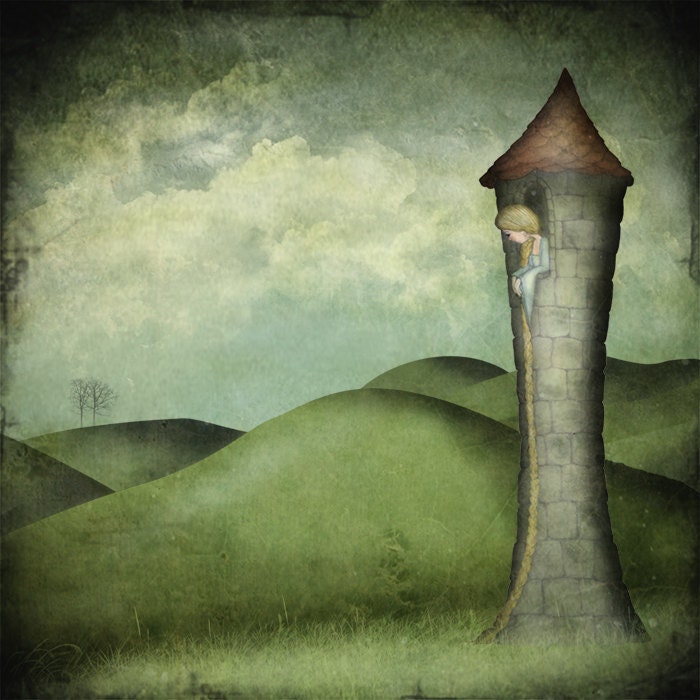 Rapunzel - Illustration print (size, 4.7" x 4.7")