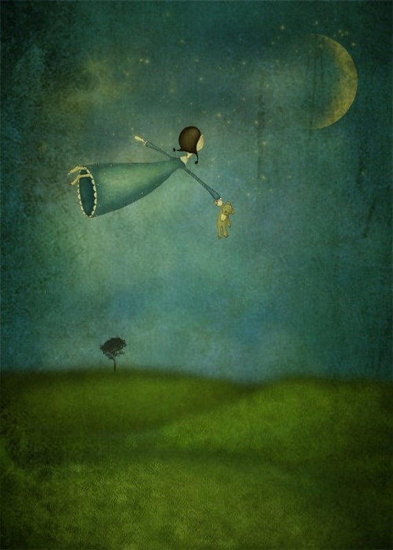 Fly me to the moon - Illustration print (size 7" x 5")