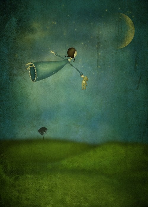 Fly me to the moon - Illustration print (size 7" x 5")