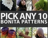 Crochet PATTERN - Pick Any 10 Bonita Patterns Crocodile Stitch Bundle of PDF Crochet Patterns