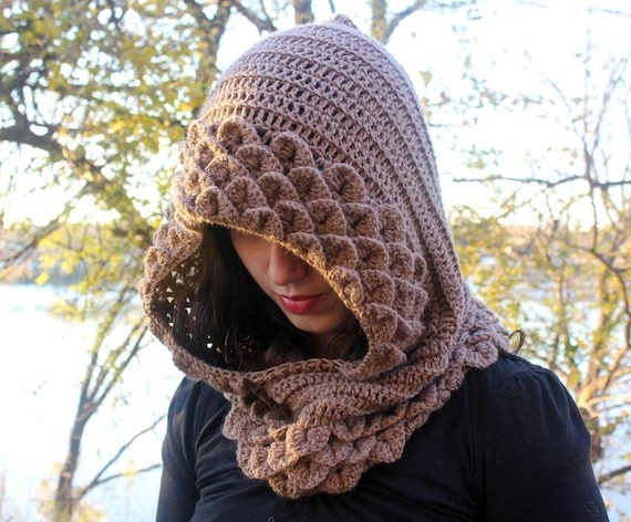 Crochet PATTERN Marte, A Crocodile Stitch Hood - Permission to Sell Finished Items