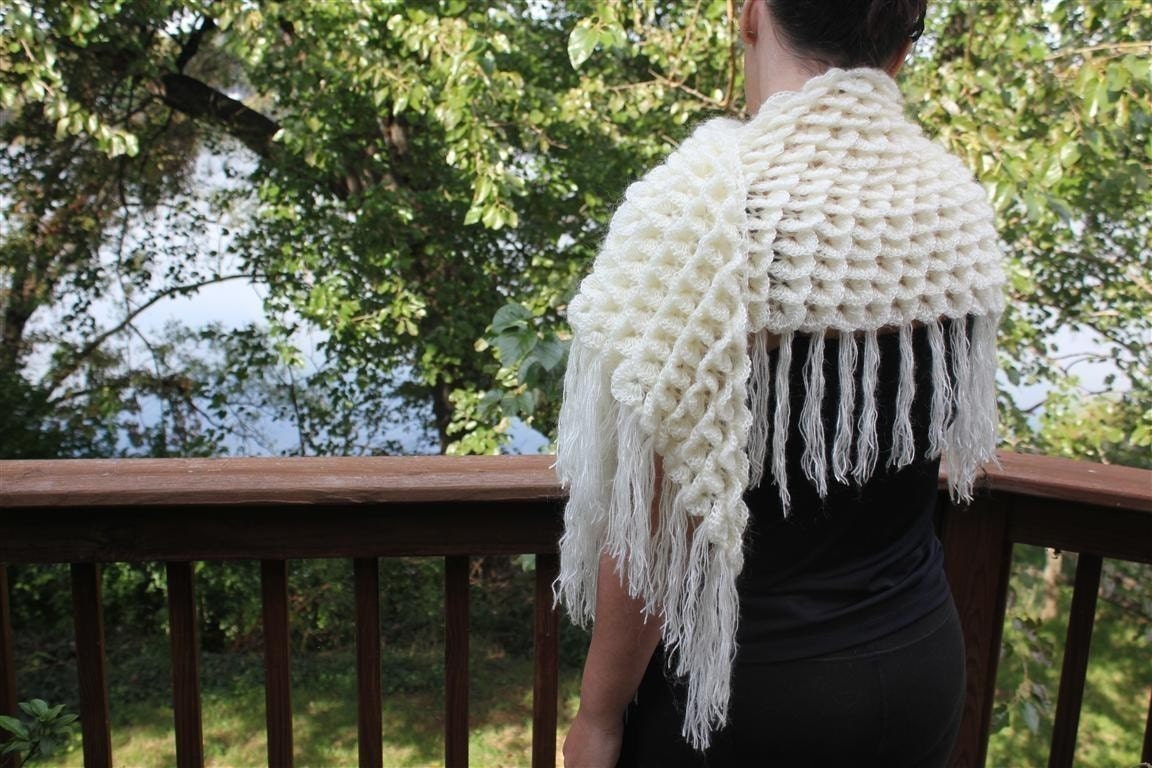 Crochet PATTERN Crocodile Stitch Triangle Shawl - Permission to Sell Finished Items