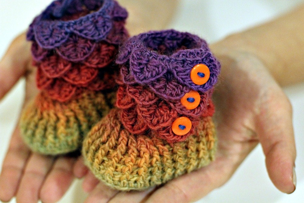 Crochet PATTERN Crocodile Stitch Booties (Baby Sizes) - Permission to Sell Finished Items