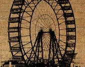 Ferris Wheel Amusement Park Ride Rides Entertainment Fair Digital Image Download Transfer To Pillows Tote Tea Towels Burlap No. 2325