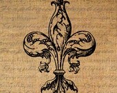 Fleur de Lis Ornate Design French FLEUR de LIS Digital Image Download Sheet Transfer To Pillows Tote Tea Towels Burlap No. 3665