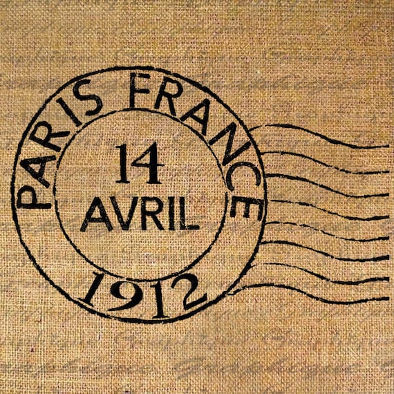 Digital Collage Sheet French Paris Postmark Post Mark France Burlap Digital Download Sheet Fabric Transfer Pillows Totes Tea Towels 2267