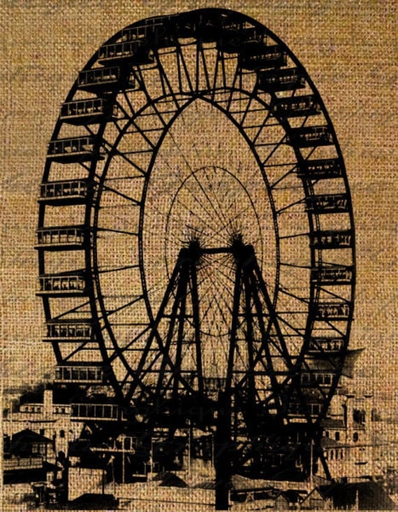 Ferris Wheel Amusement Park Ride Rides Entertainment Fair Digital Image Download Transfer To Pillows Tote Tea Towels Burlap No. 2325