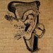 Ear Harp Music Notes Violin Text  Digital Image Download Transfer To Pillows Tote Tea Towels Burlap No. 1778