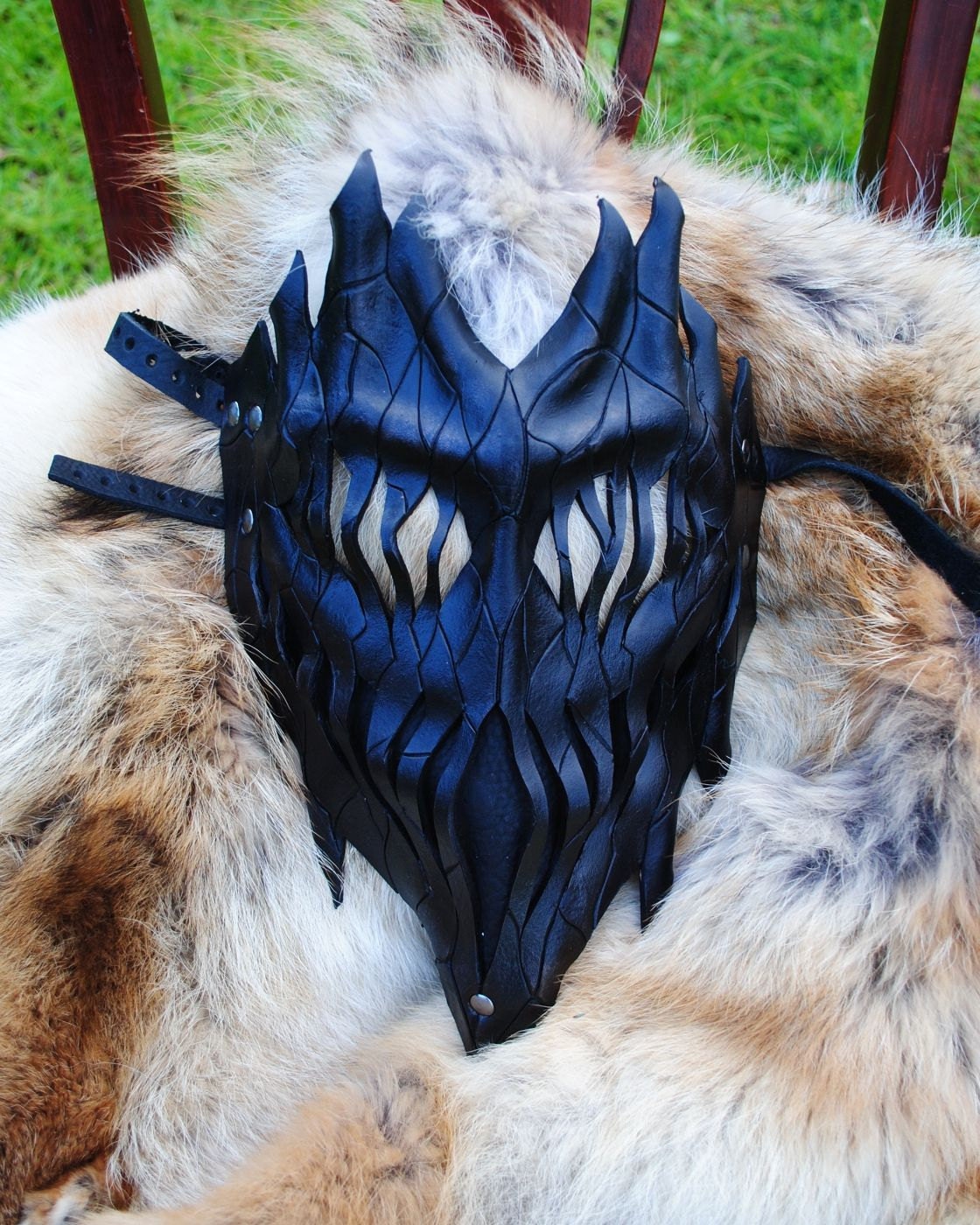 Onyx Leather Haunted Tree Ent Mask - Living Flame