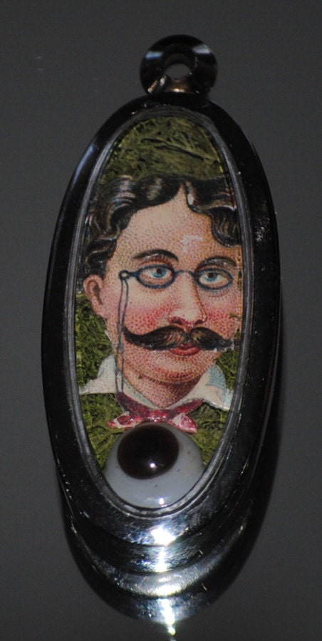 3D Mad Optometrist Side Show glass eye Mixed Media, Altered Art, Diorama Pendant...
