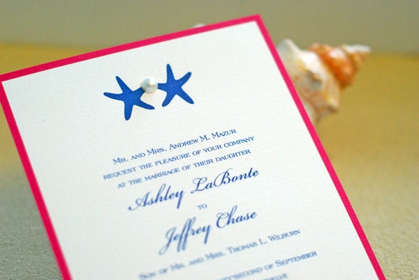Sea Stars with Pearl Accent Wedding Invitation