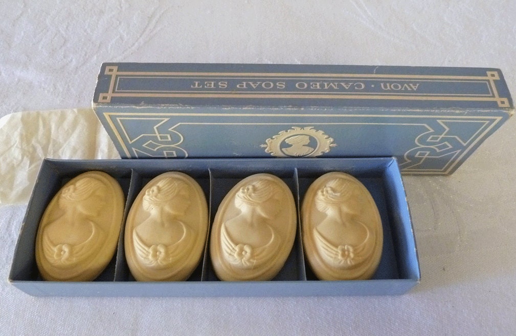 Vintage Avon Cameo Hostess Soaps in Original Box - Set of Four - 1960s