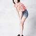 vintage 80's red and white striped button up blouse women's