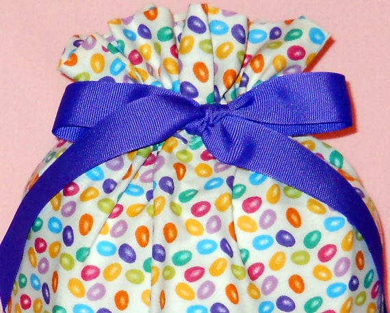 Jelly Beans Medium Fabric Gift Bag - Candy, Easter, Purple, Pink, Lime Green, Blue, Yellow, Orange, Teal, White, Simple