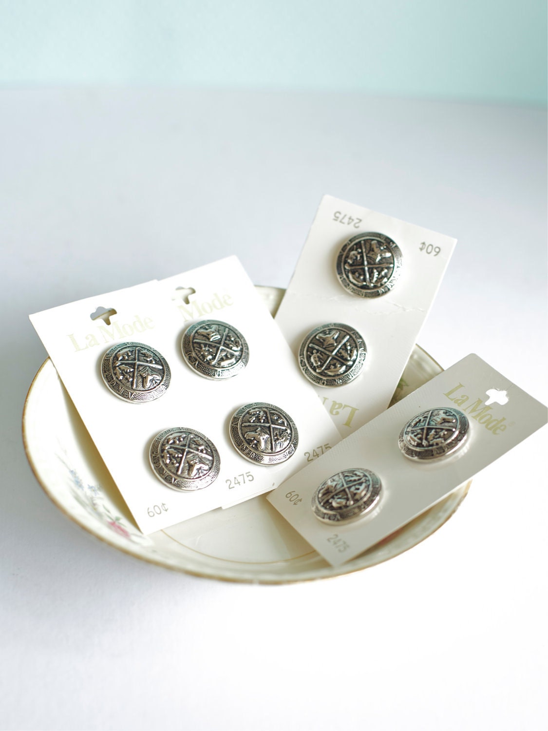 Vintage Coat Buttons Metal Silver
