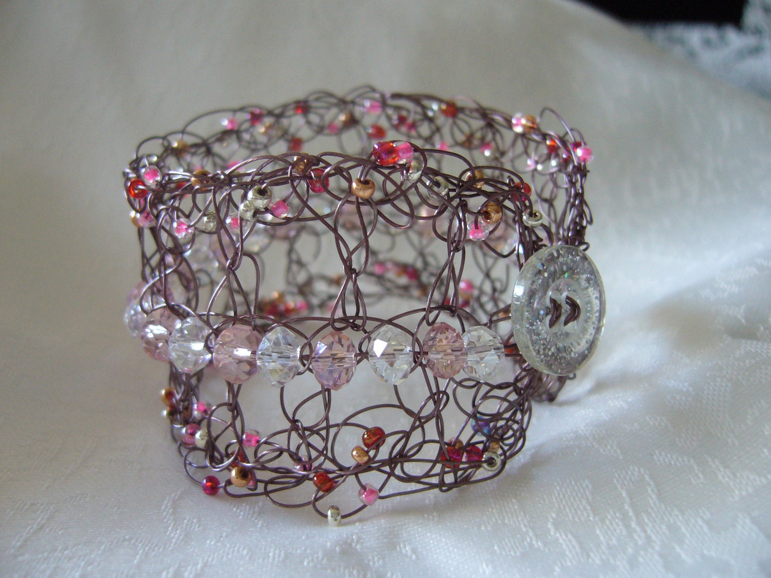 Crochet beaded bracelet/cuff
