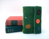 Small Floral Embroidered Felt Journal- One of a Kind