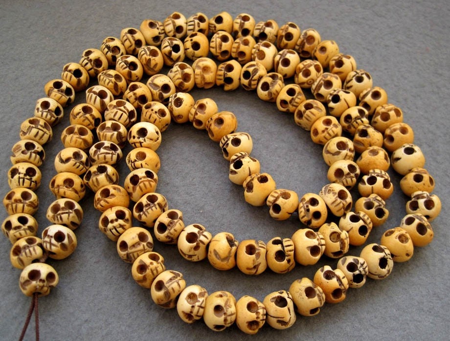108 Ox Bone Skull Beads Tibetan Buddhist Prayer Mala Necklace ZZ080