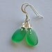Sea Glass Jewelry Emerald Green Earrings Citrine Sterling Silver