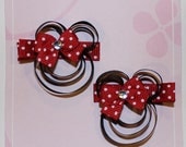 MINNIE MICKEY MOUSE Set of 2 Red Dot Bow Disney Inspired Princess Hair Clips