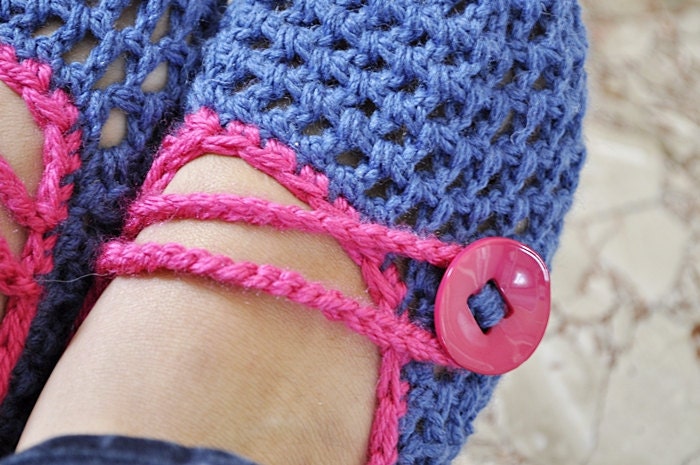 Clearance - Crochet Mary Jane Slippers