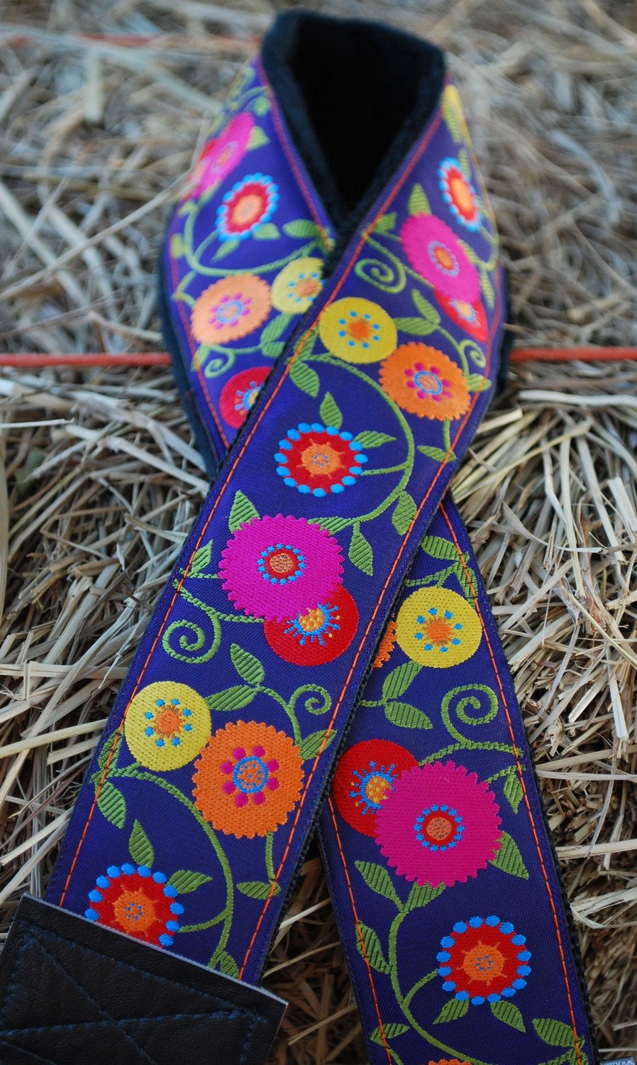 Camera Strap- Midnight Wildflowers