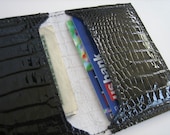 Black Printed Crocodile Bi-fold Wallet