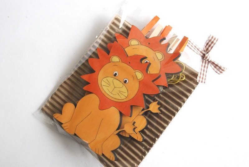 Lions - Children's Artwork display hanger - orange wall art, kids art hangers, boys wall decor, baby shower decoration