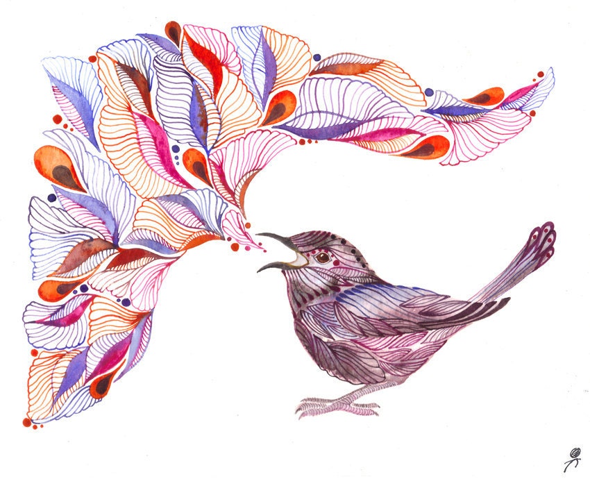 Singing Wren songbird sticker, 100% waterproof vinyl label.