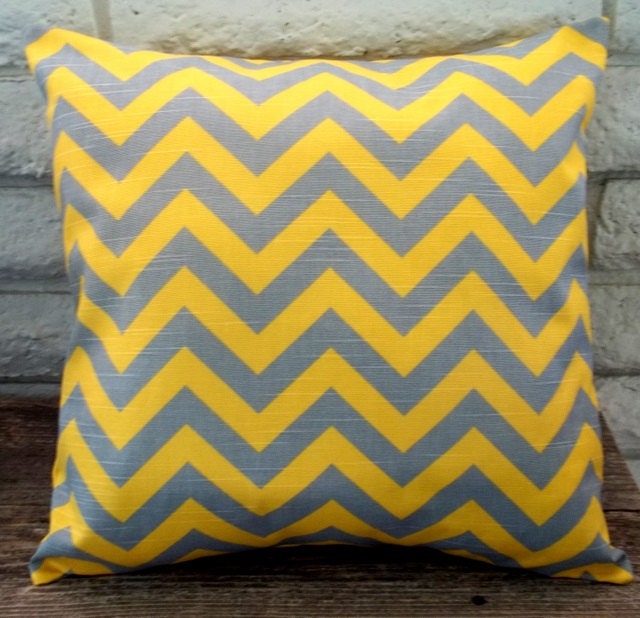 The Stella - 18 x 18 Pillow Cover - Zig Zag in Yellow and Gray