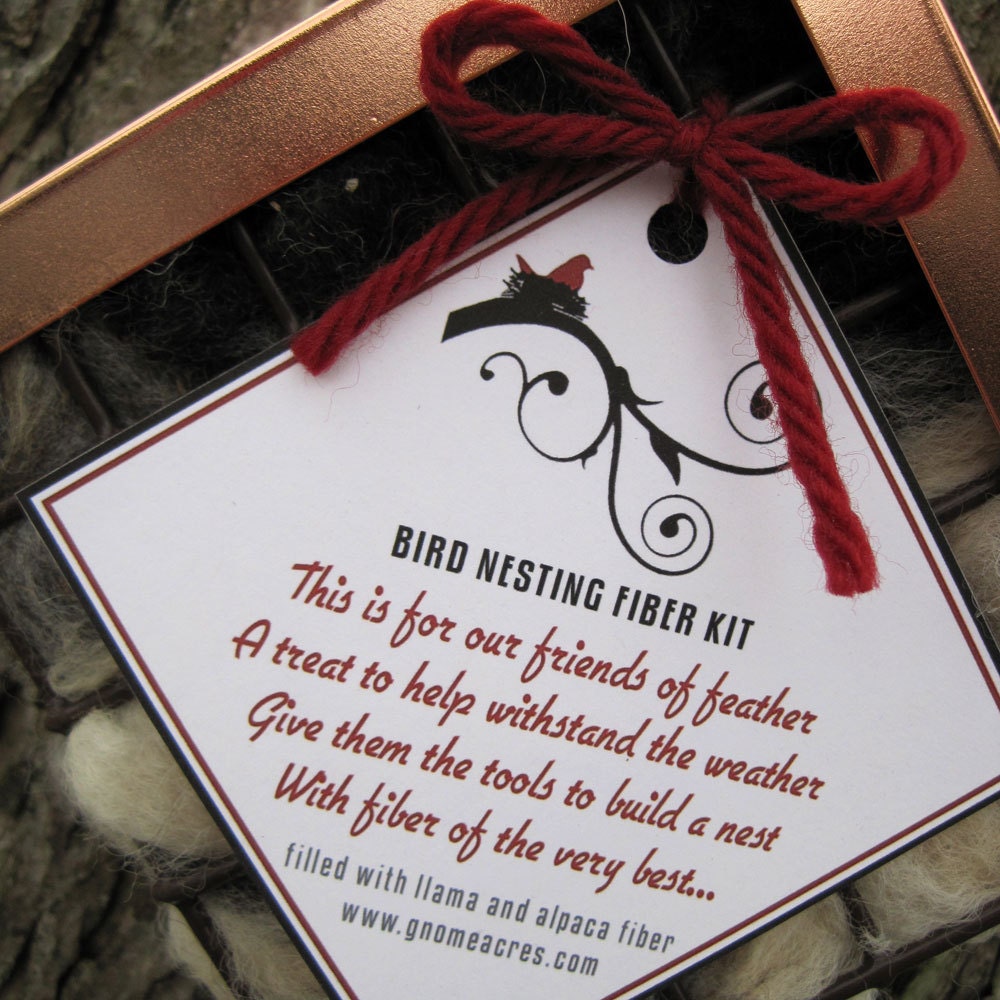 Bird Nesting Fiber Kit with Copper Roof - Filled with Llama and Alpaca Fiber