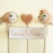 Personalized Peach Wedding Cake Topper Nautical Crochet Fish with Embroidery Names Banner Sign Bride and Groom Made to Order