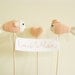 Personalized Peach Wedding Cake Topper Nautical Crochet Fish with Embroidery Names Banner Sign Bride and Groom Made to Order