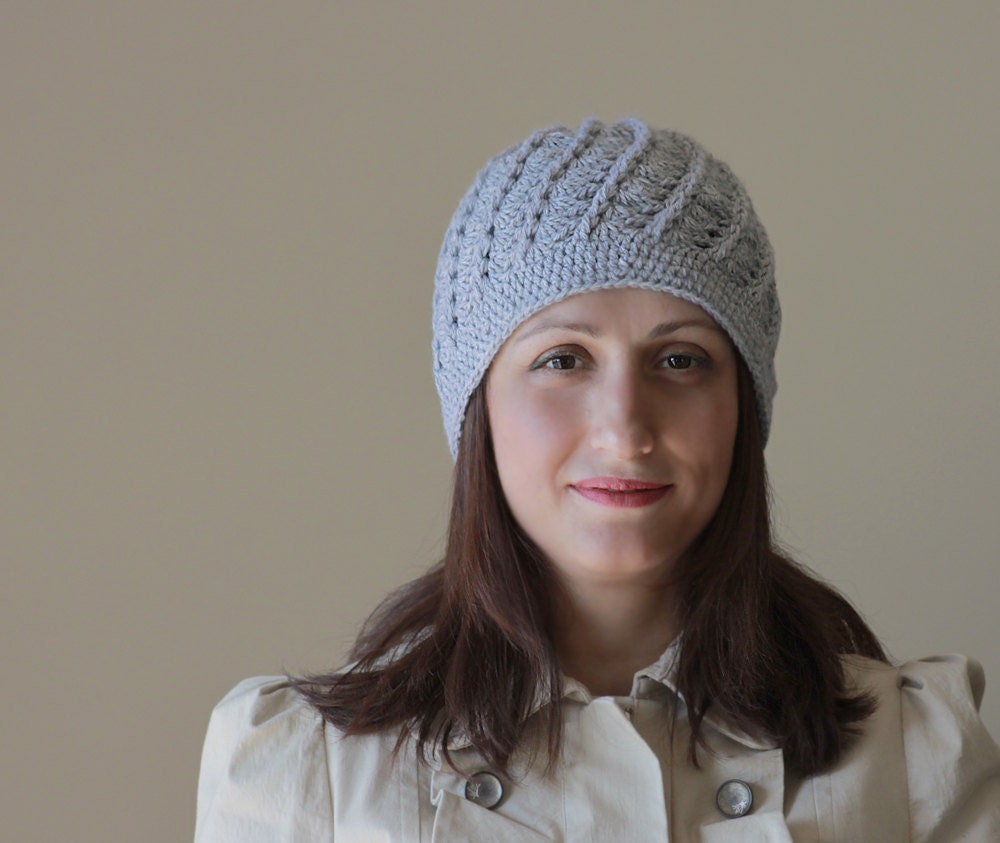 Grey Winter Crochet Hat for Women (Adult Beanie Super Soft lightweight)