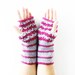 Fingerless Mitten - Hand crocheted gloves in Pink and Gray Wrist Warmers