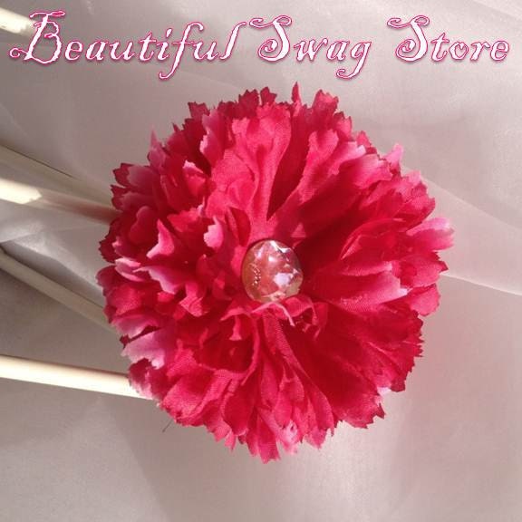 Fuschia Carnation Rhinestone Hair Clip