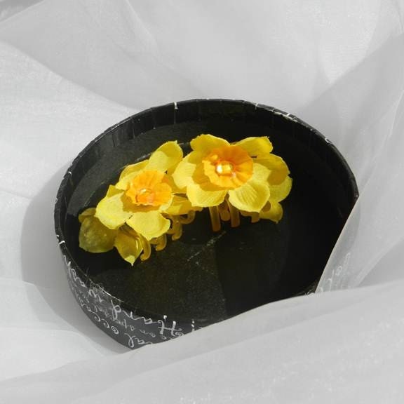 Yellow Orange Flower Claw Clips