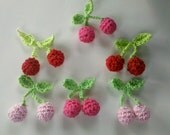 12 Handmade Crochet mini cherry Appliques Sewing Bow