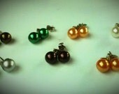 Half price Sale - freshwater pearl Earrings Set Multi Color 7 Pairs AAA 8-9mm 925 Sliver for chirstmas gift