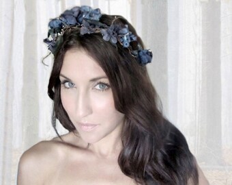 CORPSE BRIDE, Witch,  Flower Crown, Mardi Gras, gothic, black, headpiece, fairy hair flowers, Headband, hair accessories