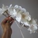 Flower Crown, White or Ivory, wedding headpiece, head wreath in white, hair accessories, bridal, flower girl -DOVE-