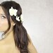 Ivory Hair flower, Lace & Pearls, Wedding hair accessories, fairy, bohemian wedding, bobbies, hair barrettes - DELLIA -