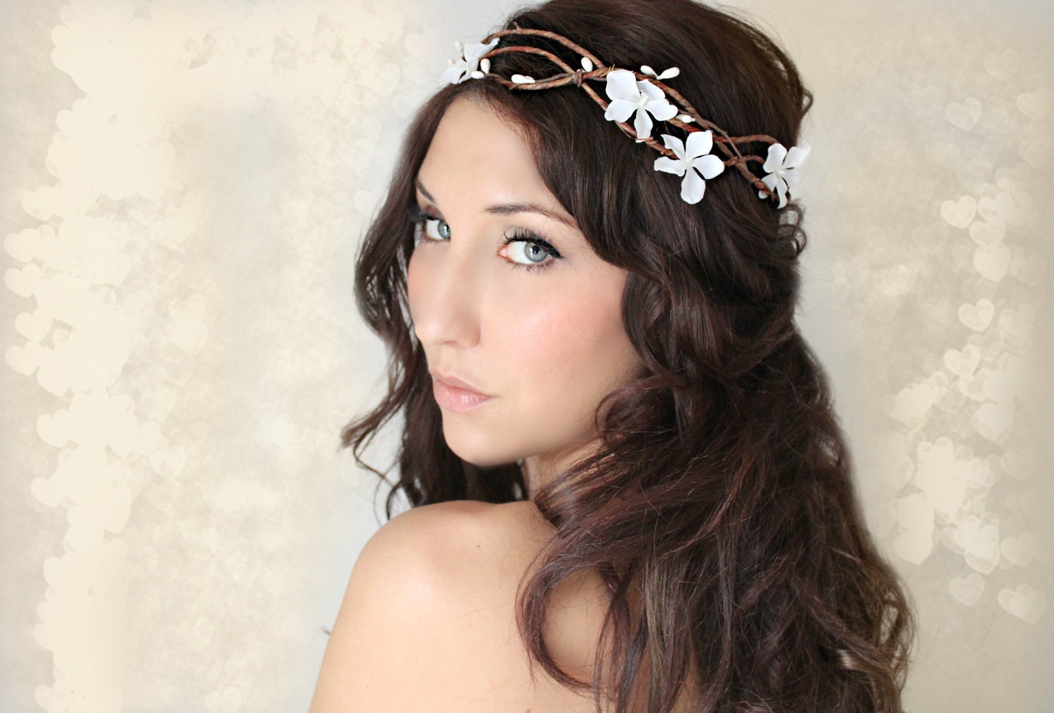 Woodland Flower Crown, Fairy Wedding, White Tiara, wedding accessory, bridal headpiece, flower girl - MARYL -