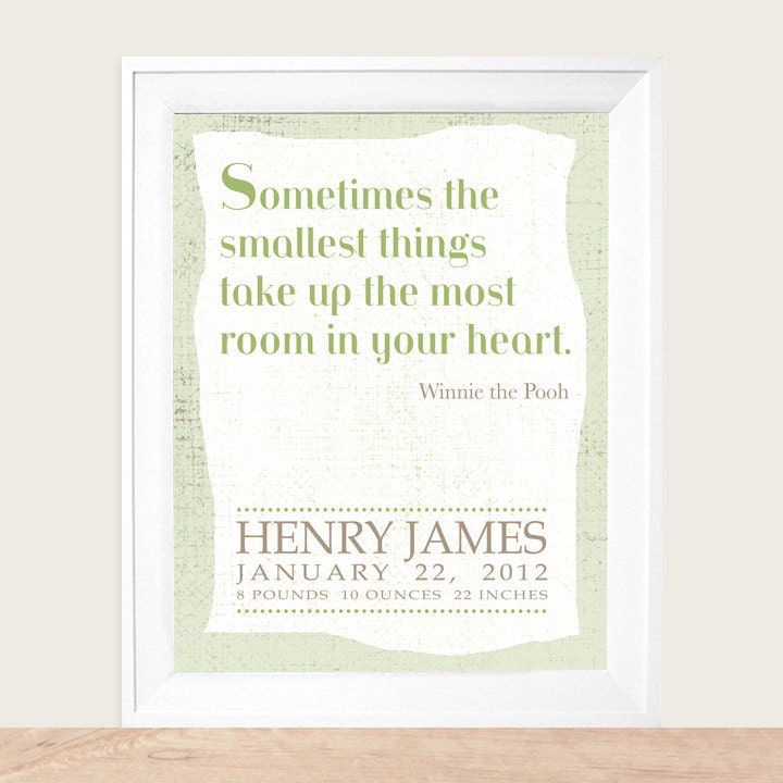 Personalized Baby Announcement Art Print 8x10