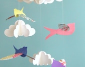 Bird Mobile, Baby Mobile, Birds and Cloud Mobile, Baby Mobile, 3D Mobile, Nursery Mobile