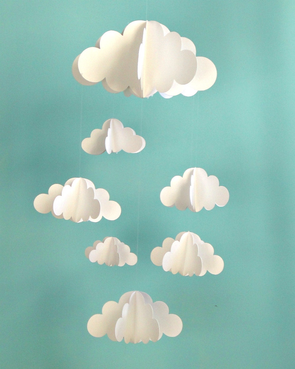 Cloud Mobile, Hanging Baby Mobile, 3D Paper Mobile, Nursery Mobile, Baby mobile, Nursery Crib Mobile