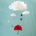 Rain Baby Mobile, Umbrella Baby Mobile, Raindrops Hanging Baby Mobile, 3D Paper Mobile, Nursery Mobile