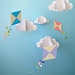 Large Hanging 3D Kites and Clouds (separates)/Baby Mobile/Nursery Mobile/Nursery Decor/Party Decor/Photo Prop