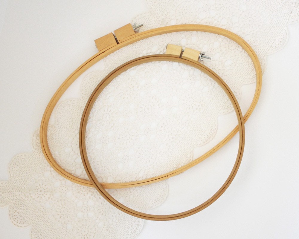 2 Large Wooden Sewing Hoops by BailiwickVintage on Etsy